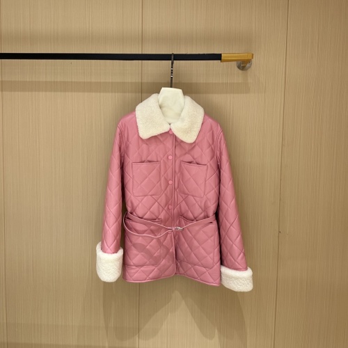 Chanel 2025 Fall/Winter Pink Lambskin Quilted Jacket with Shearling Trim 1 Chanel 2025 Fall/Winter Pink Lambskin Quilted Jacket with Shearling Trim