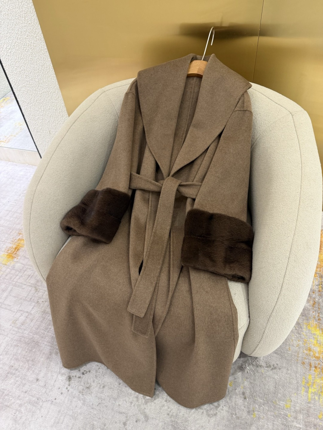 Loro Piana LPstyle Large Shawl Silk Australian Wool Copenhagen Mink Handmade Pick Stitch Heavy Craftsmanship Understated Belt Slimming Elegant Intellectual Top Quality