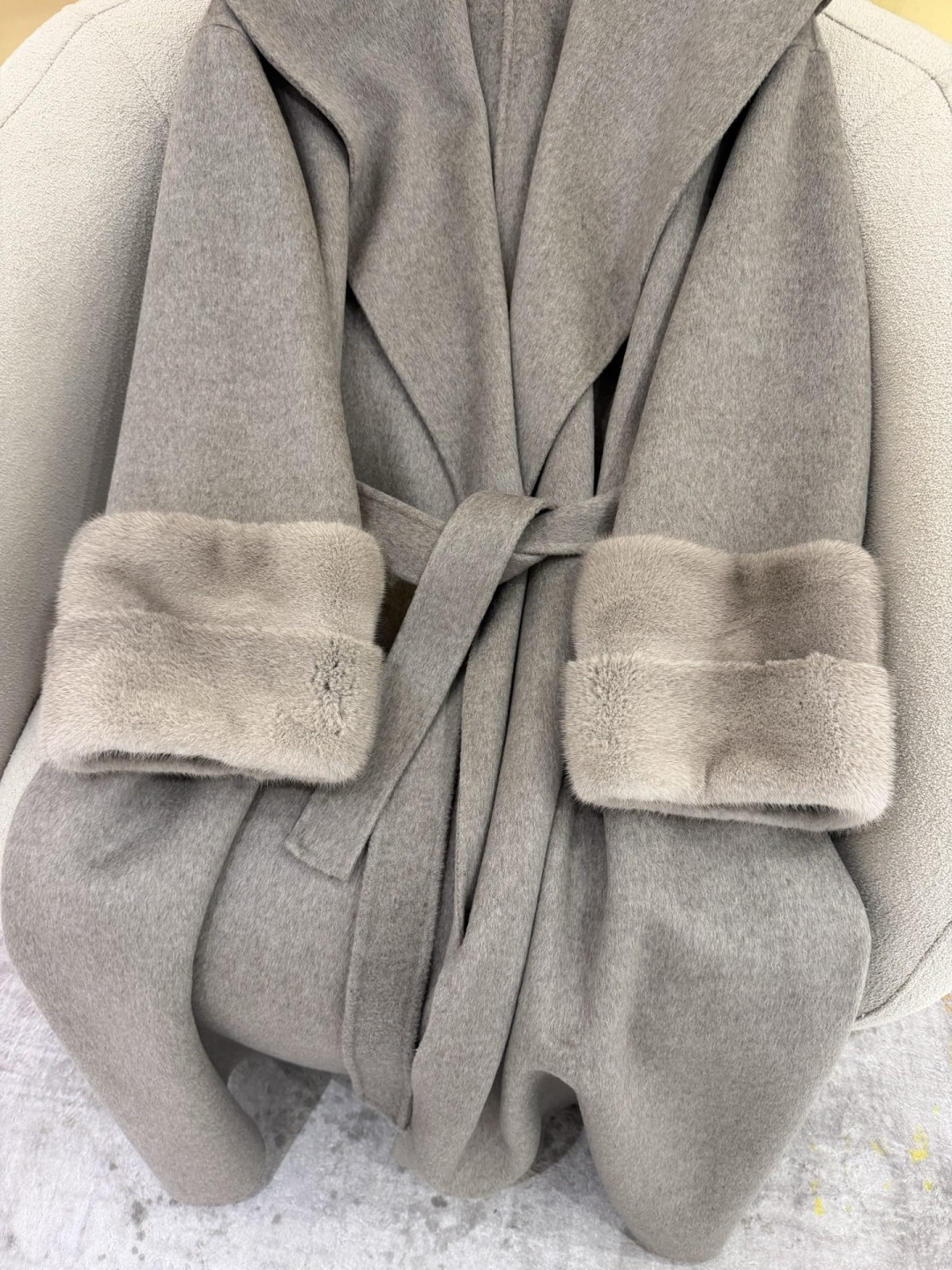 Loro Piana LPstyle Large Shawl Silk Australian Wool Copenhagen Mink Handmade Pick Stitch Heavy Craftsmanship Understated Belt Slimming Elegant Intellectual Top Quality
