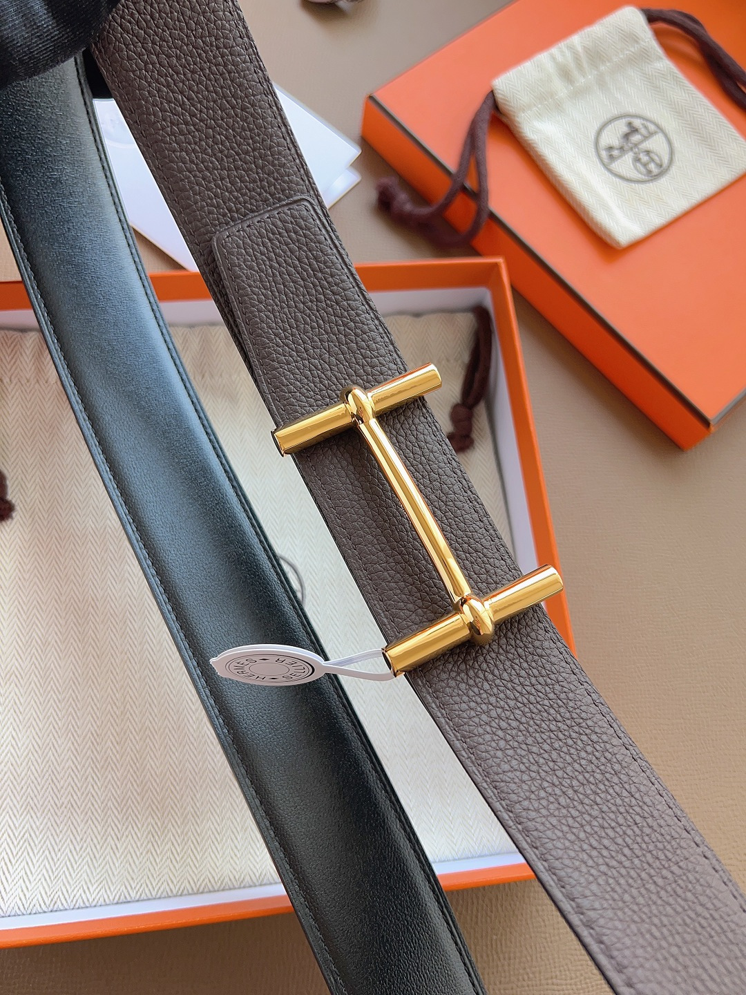 Hermes Style Black Leather Men's Belts Men's Belts Men's Belt detail image 8 from source 766386