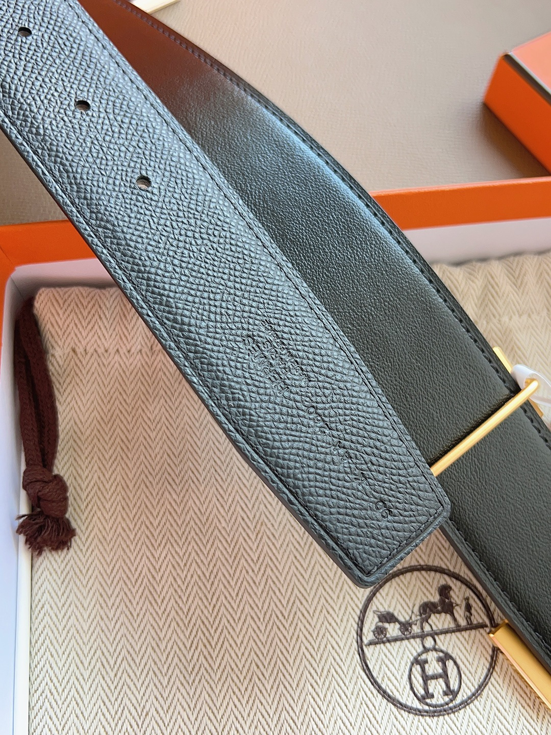 Hermes Style Black Leather Men's Belts Men's Belts Men's Belt detail image 6 from source 766381