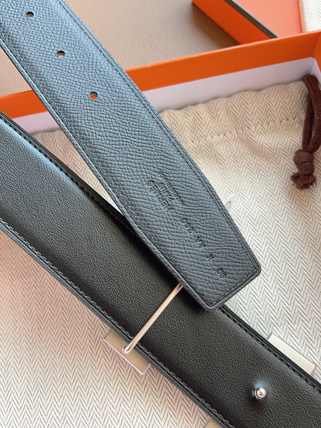 Hermes Style Black Leather Men's Belts Men's Belts Men's Belt detail image 6 from source 766382