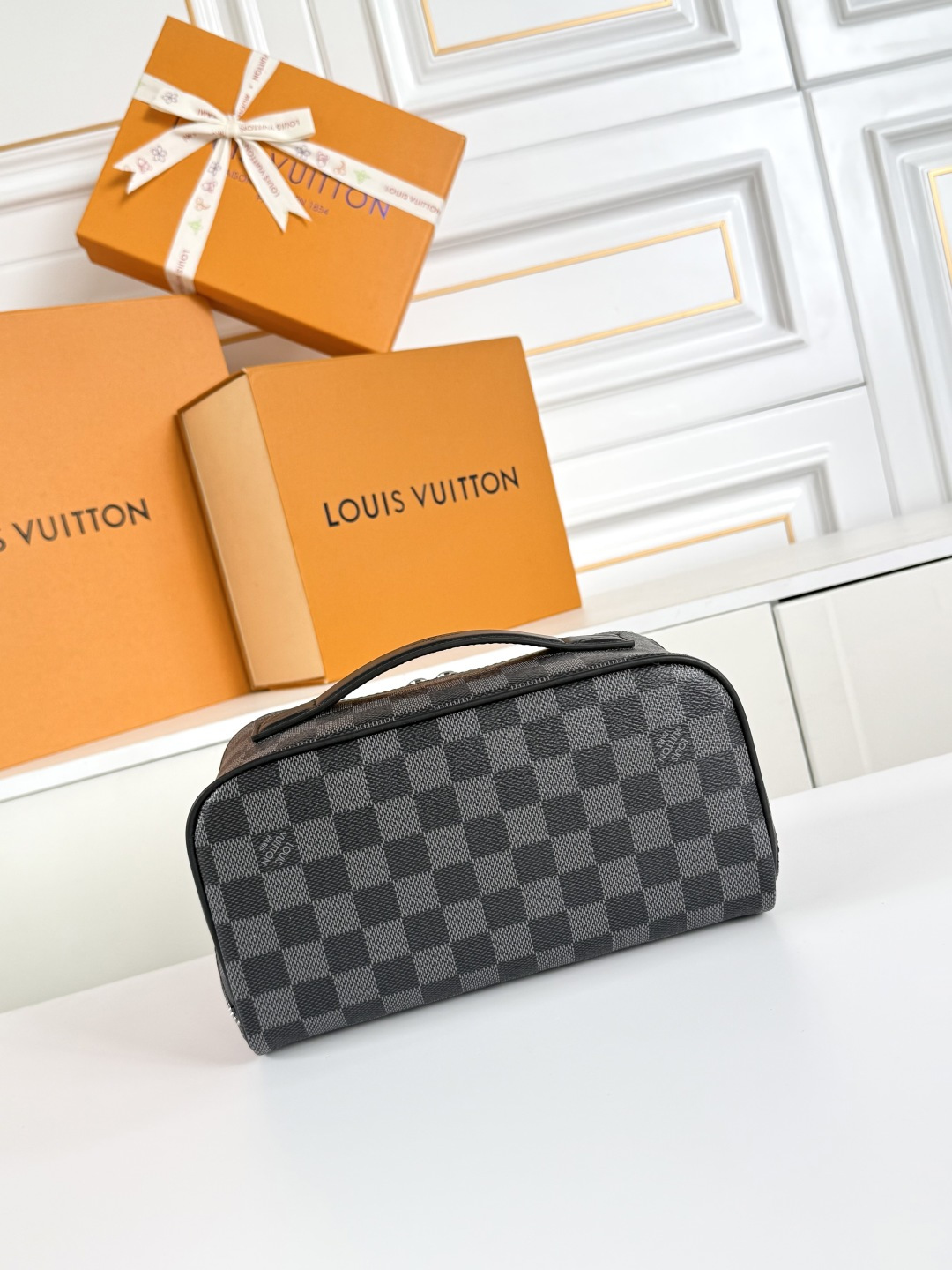 【顶级原单  芯片版】11750老花，M11508黑花  黑格Toiletry Bag 2 Compar