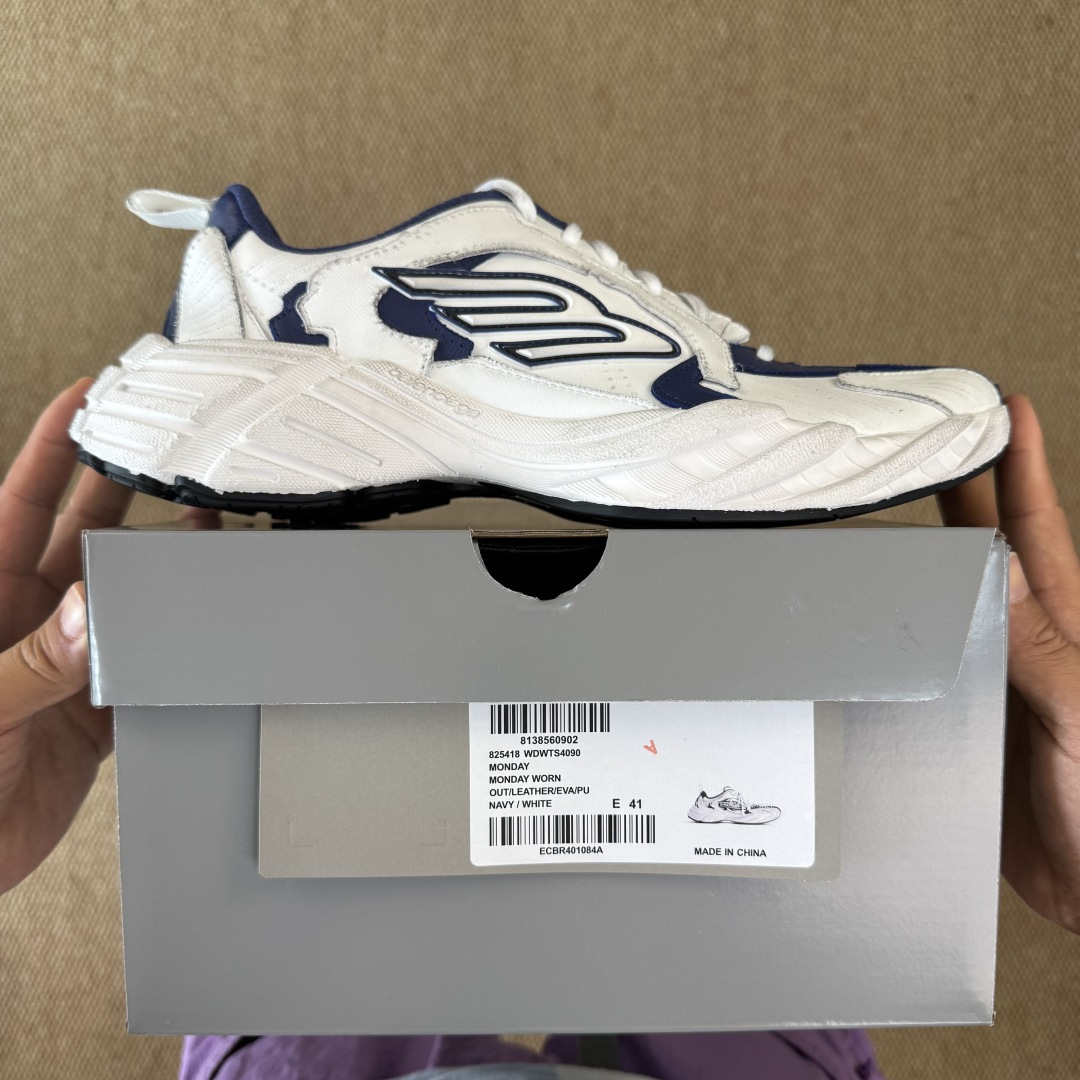 福利特价GT版 巴黎世家16代 Monday 白蓝Balenciaga Monday 巴黎世家牛皮革圆头