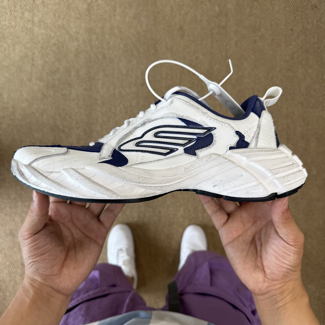 福利特价GT版 巴黎世家16代 Monday 白蓝Balenciaga Monday 巴黎世家牛皮革圆头