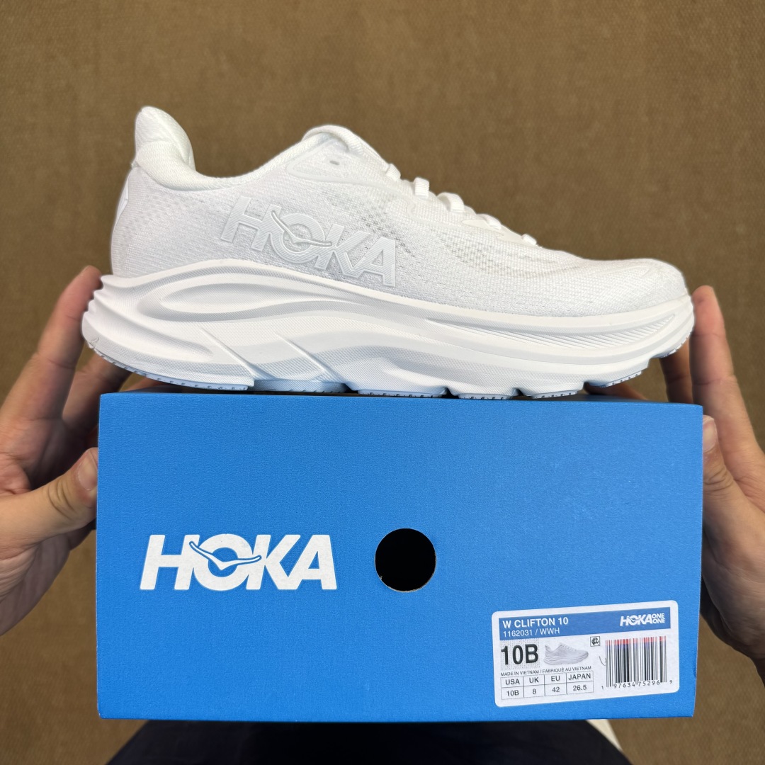 【纯原】HOKA ONE ONE Clifton 克里夫顿10代专业性能减震公路跑步鞋 第1色:纯白色 
