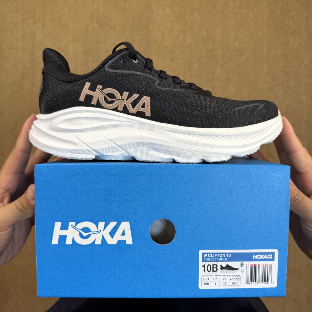 【纯原】HOKA ONE ONE Clifton 克里夫顿10代专业性能减震公路跑步鞋 第2色:黑白 货