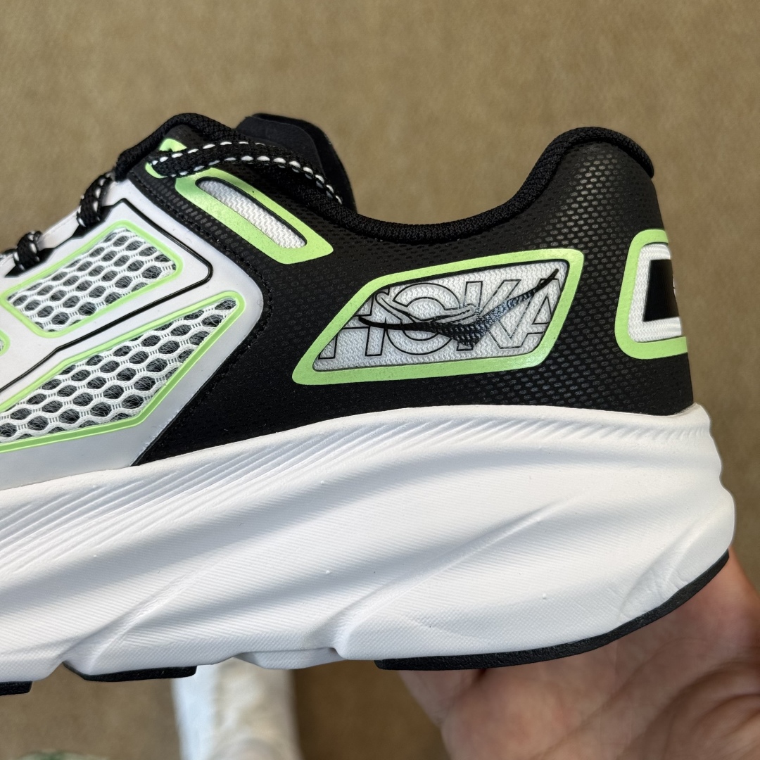 HOKA ONE ONE Clifton ONE9 克里夫顿9代专业性能减震公路跑步鞋 第9色:黑白绿 