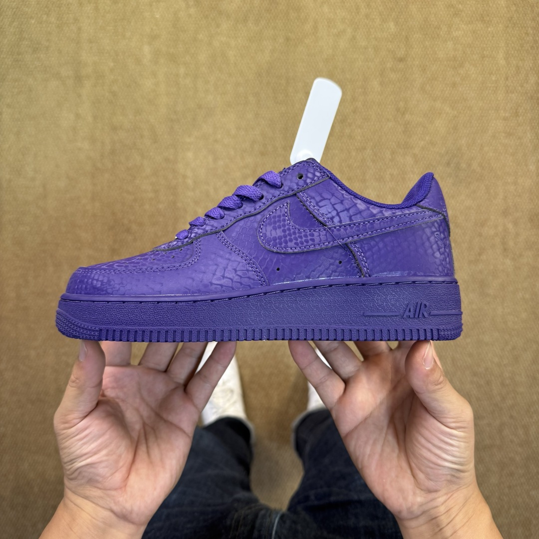 3A空军！第592色：Kobe科比紫蛇皮Nike Air Force 1 Low百分百原鞋开发！PT市场