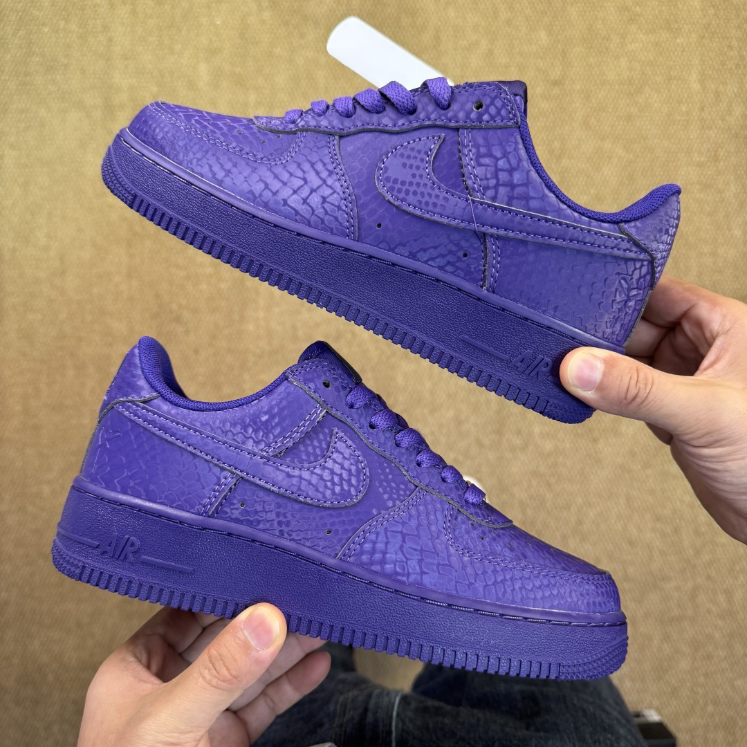 3A空军！第592色：Kobe科比紫蛇皮Nike Air Force 1 Low百分百原鞋开发！PT市场