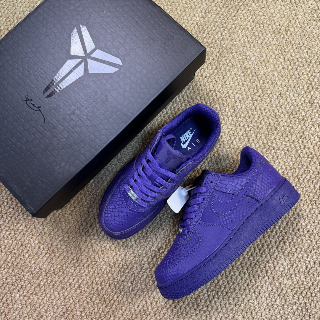 3A空军！第592色：Kobe科比紫蛇皮Nike Air Force 1 Low百分百原鞋开发！PT市场