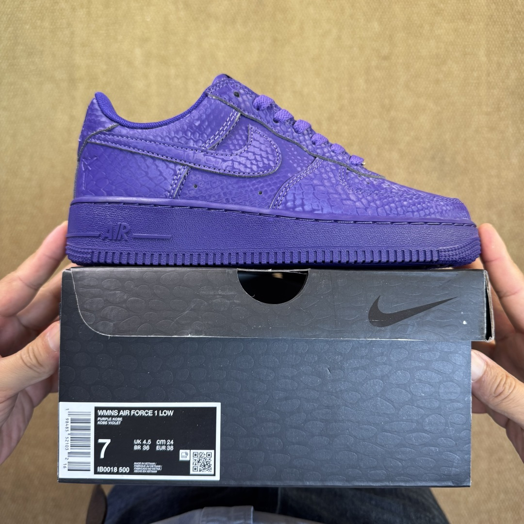 3A空军！第592色：Kobe科比紫蛇皮Nike Air Force 1 Low百分百原鞋开发！PT市场