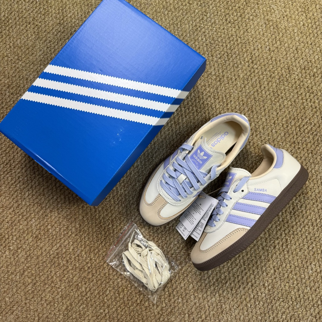 Adidas Originals Samba 桑巴德训鞋T字鞋货号：JI2678 星黛露米紫色尺码:35