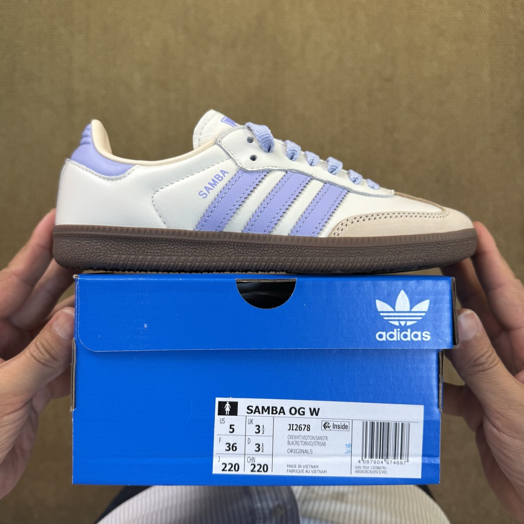 Adidas Originals Samba 桑巴德训鞋T字鞋货号：JI2678 星黛露米紫色尺码:35