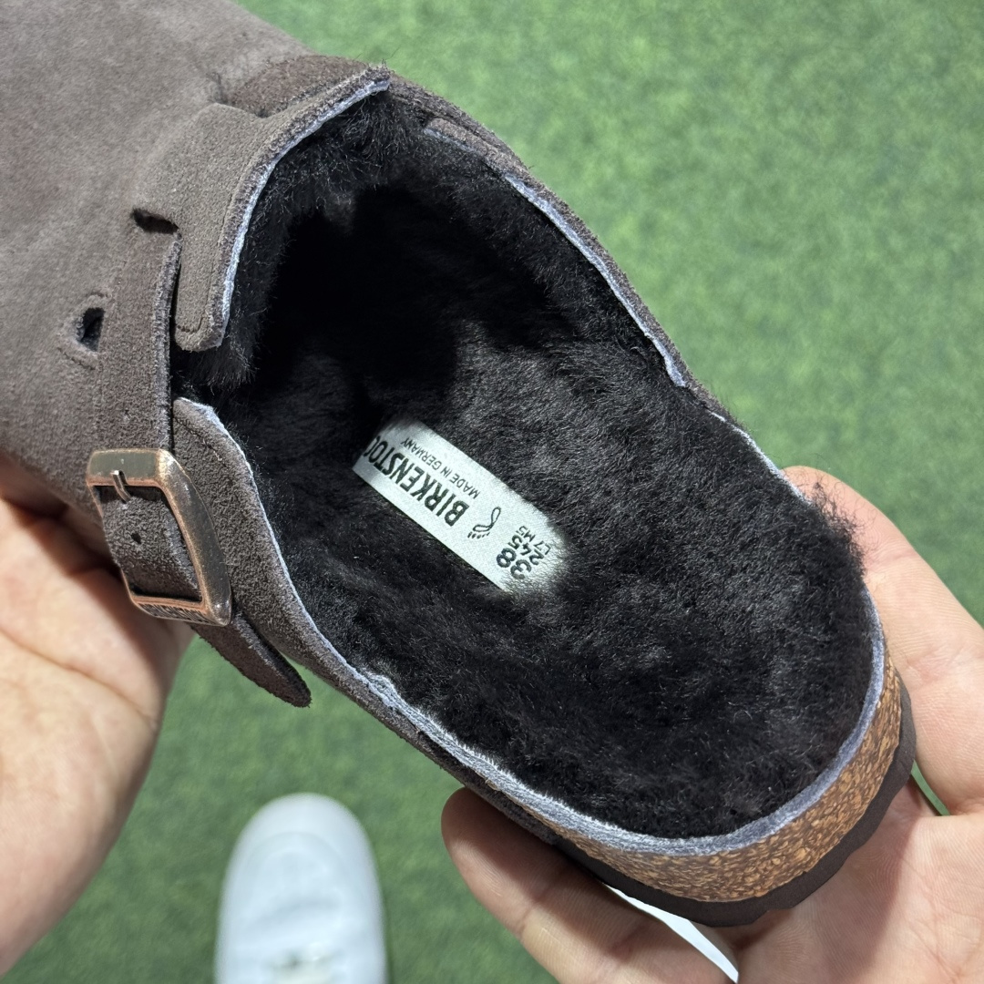 冬季羊毛款勃肯半拖 Birkenstock 舒适包头拖鞋 深巧克力东莞支线订单 奢侈品工艺市场稀缺货源 