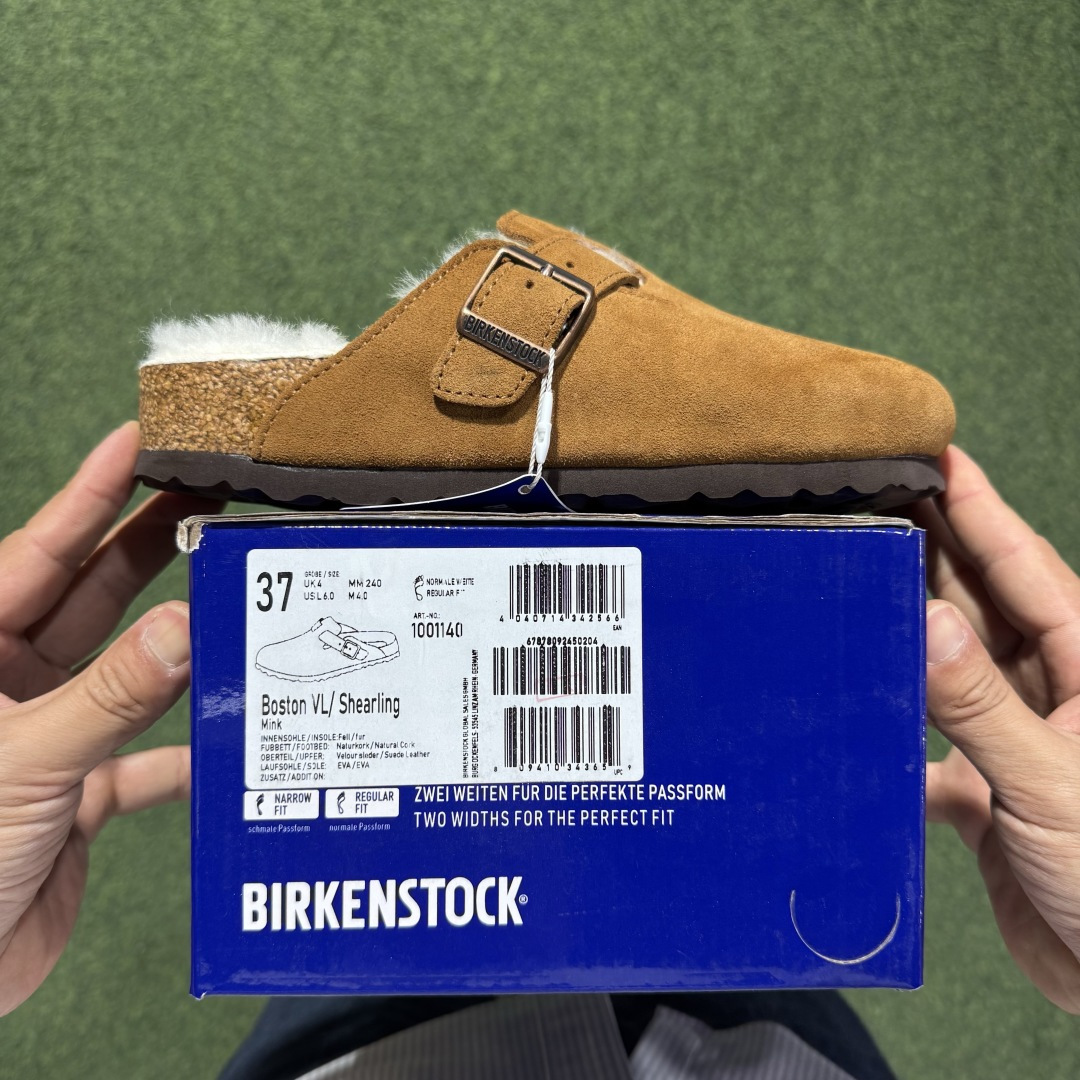 冬季羊毛款勃肯半拖 Birkenstock 舒适包头拖鞋 栗色东莞支线订单 奢侈品工艺市场稀缺货源 上图