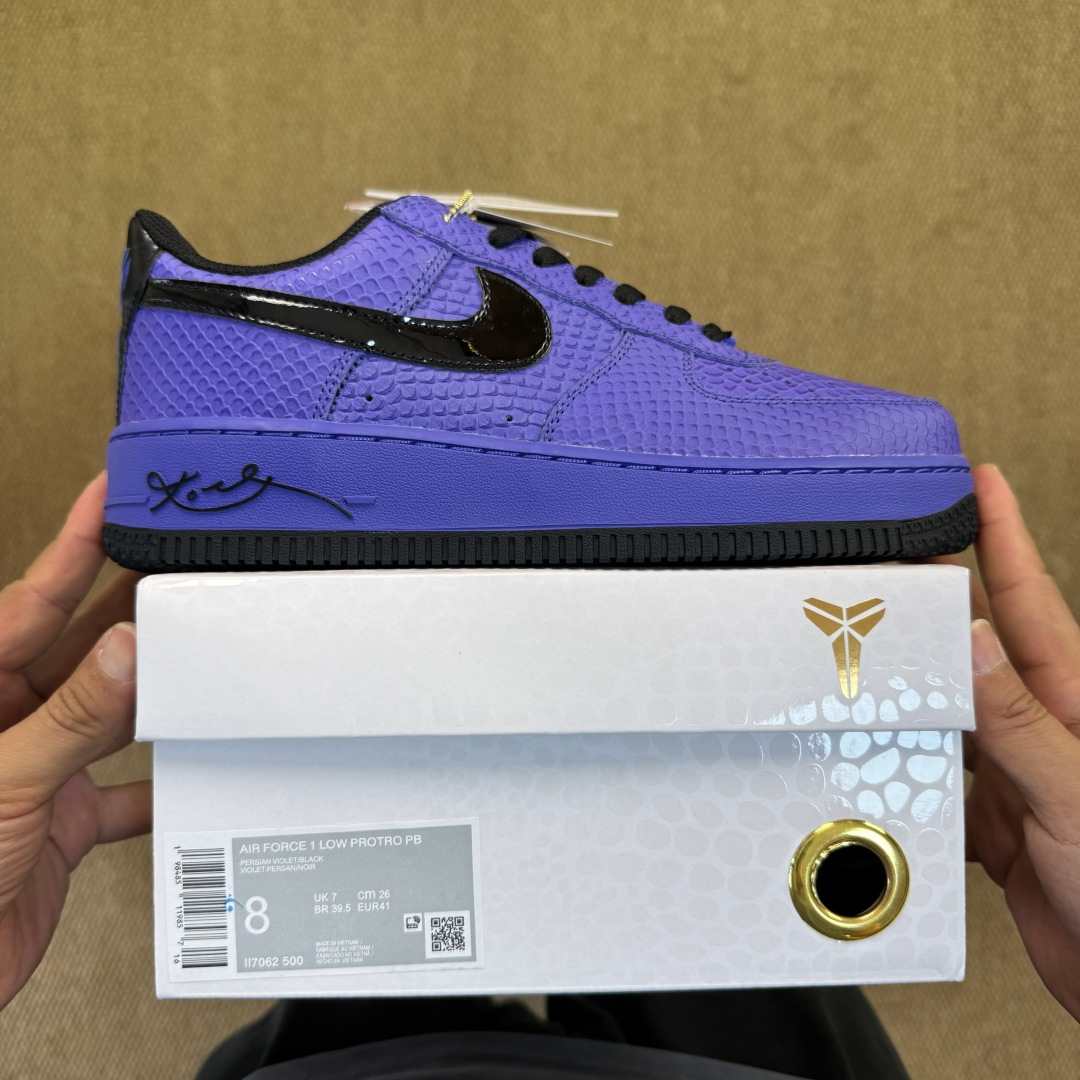 3A空军！第598色：Kobe科比蟒蛇皮黑紫色Nike Air Force 1 Low百分百原鞋开发！P