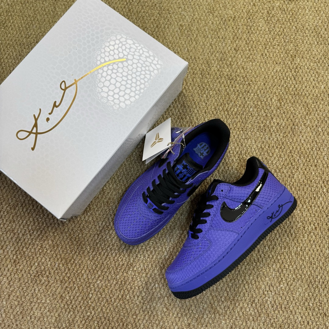 3A空军！第598色：Kobe科比蟒蛇皮黑紫色Nike Air Force 1 Low百分百原鞋开发！P
