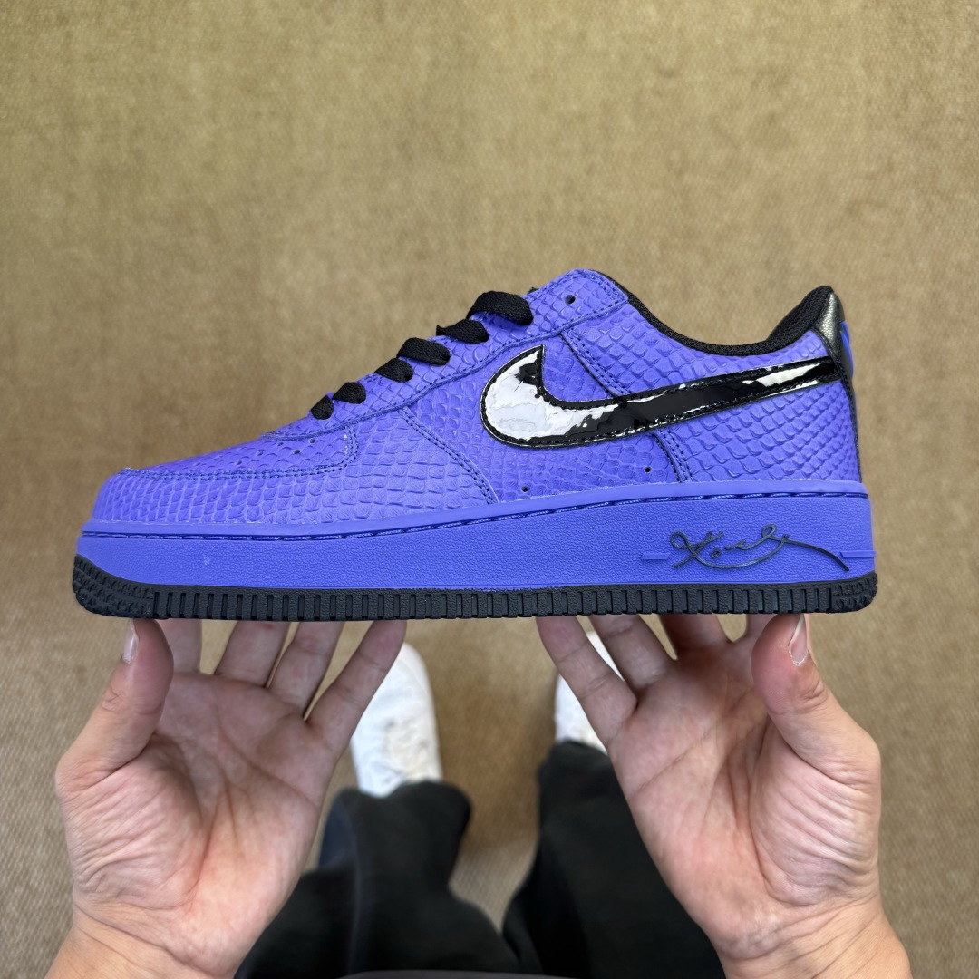 3A空军！第598色：Kobe科比蟒蛇皮黑紫色Nike Air Force 1 Low百分百原鞋开发！P