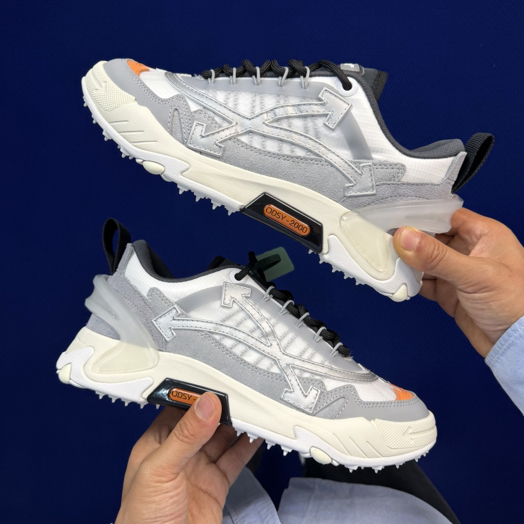 OW解构跑步鞋 OFF-WHITE ODSY -1000老爹风第20色:白灰高端产物 原鞋购入 细节拉满