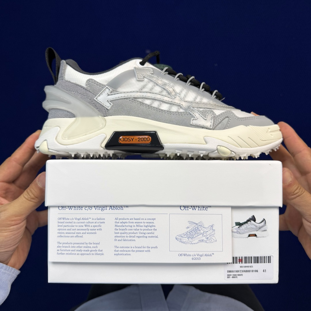 OW解构跑步鞋 OFF-WHITE ODSY -1000老爹风第20色:白灰高端产物 原鞋购入 细节拉满