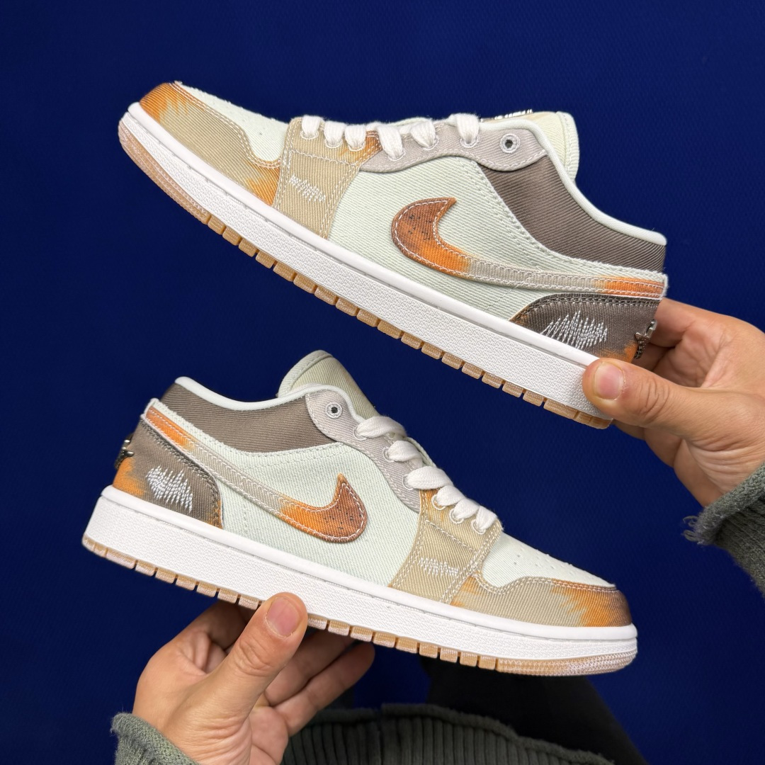 DF版 顶级性价比低帮！第175色:做旧牛仔枫叶🍁Air Jordan AJ1 Low 低帮系列 鞋型细