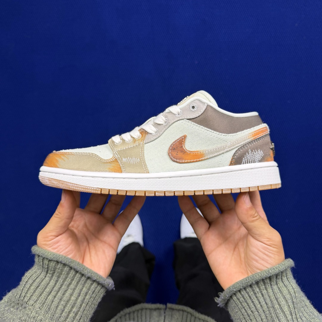 DF版 顶级性价比低帮！第175色:做旧牛仔枫叶🍁Air Jordan AJ1 Low 低帮系列 鞋型细