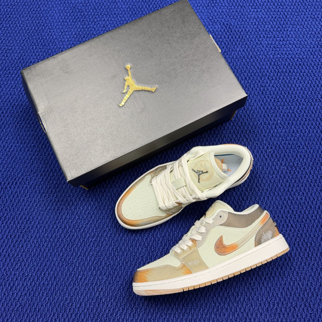 DF版 顶级性价比低帮！第175色:做旧牛仔枫叶🍁Air Jordan AJ1 Low 低帮系列 鞋型细