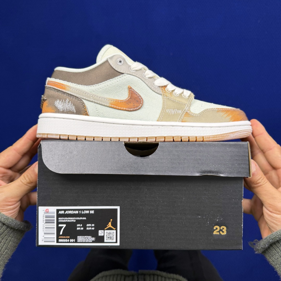 DF版 顶级性价比低帮！第175色:做旧牛仔枫叶🍁Air Jordan AJ1 Low 低帮系列 鞋型细