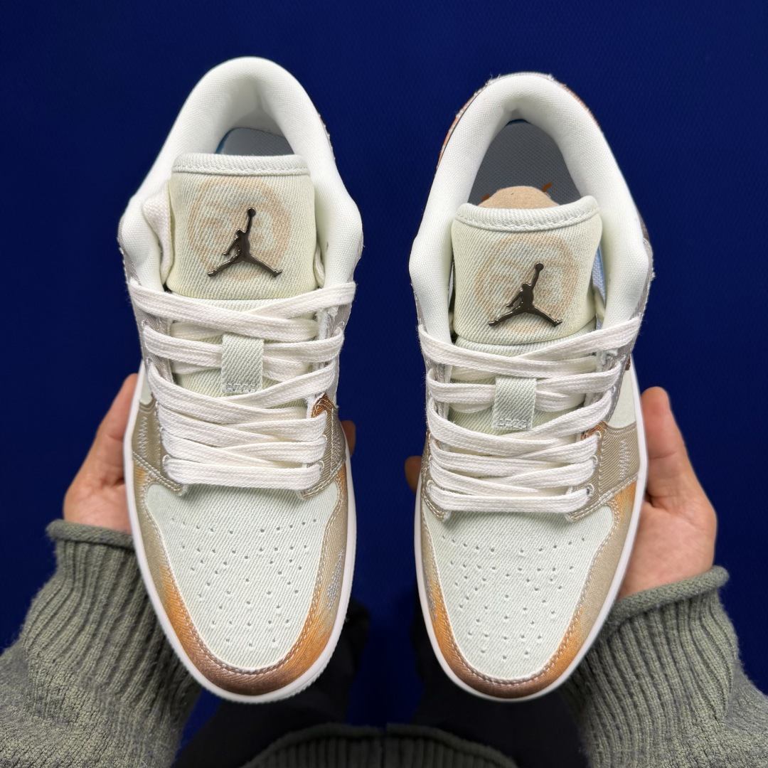 DF版 顶级性价比低帮！第175色:做旧牛仔枫叶🍁Air Jordan AJ1 Low 低帮系列 鞋型细