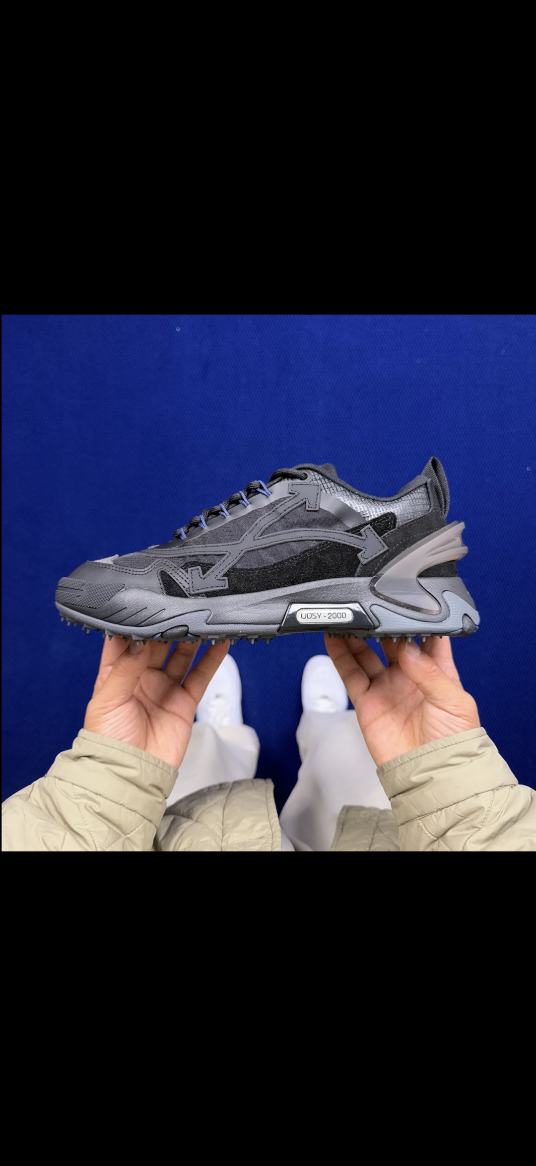 OW解构跑步鞋 OFF-WHITE ODSY -2000老爹风第22色:黑色高端产物 原鞋购入 细节拉满