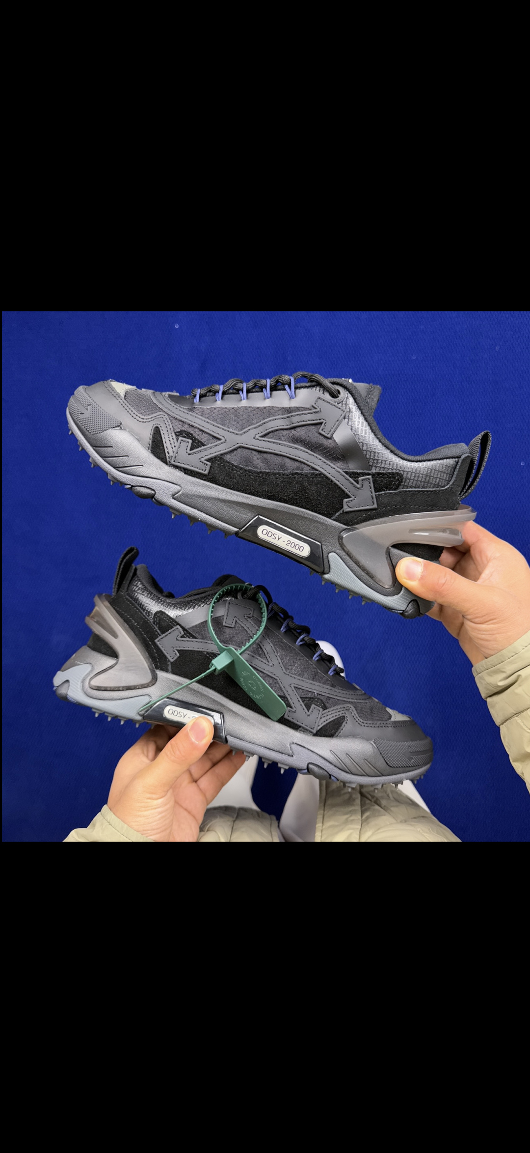 OW解构跑步鞋 OFF-WHITE ODSY -2000老爹风第22色:黑色高端产物 原鞋购入 细节拉满