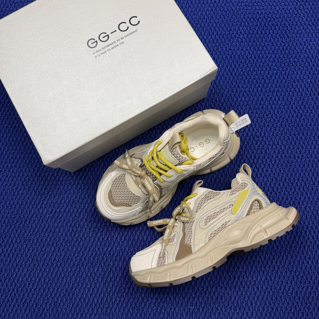 GG-CC 2026 早春新款 时尚潮范百搭厚底老爹鞋多巴胺配色！上脚青春活力！做旧的磨损感！时尚潮流！