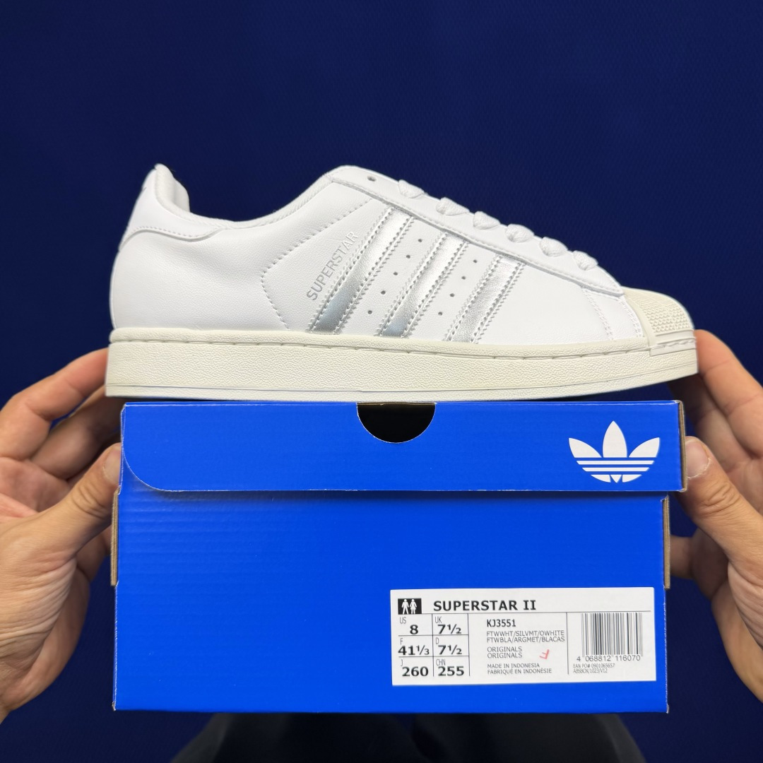 纯原订单！经典贝壳头 二代白标厚鞋舌adlidas originals Superstar 2货号：KJ