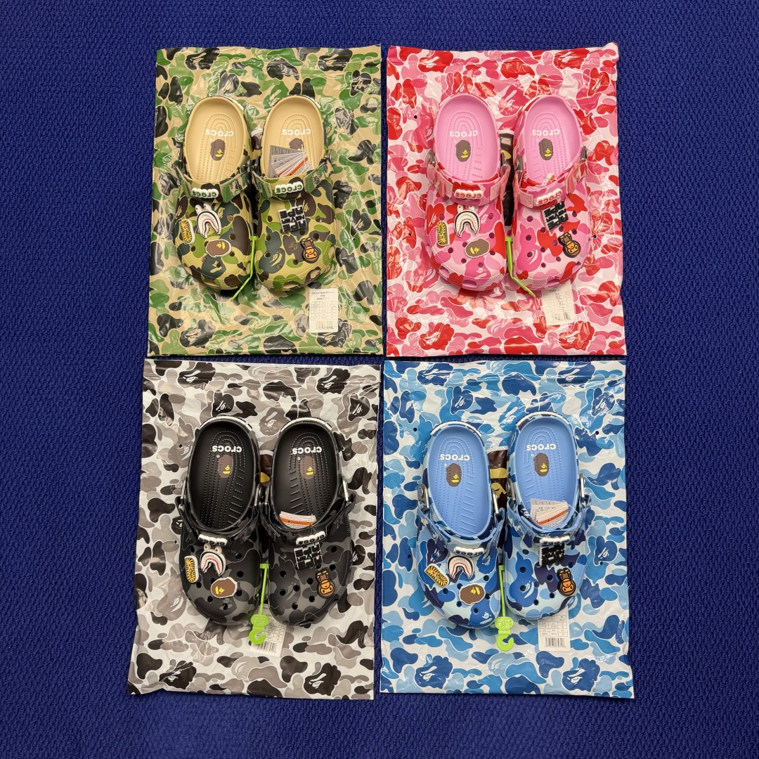BAPE x Crocs卡骆驰 洞洞鞋联名4色东莞原厂出品，拼标过验！欢迎对比，顶级品质区别市面通货！同