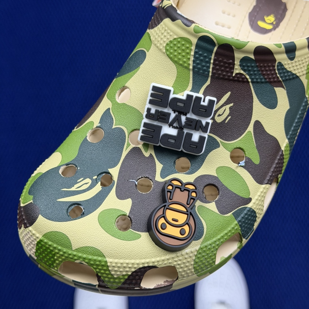 BAPE x Crocs卡骆驰 洞洞鞋联名4色东莞原厂出品，拼标过验！欢迎对比，顶级品质区别市面通货！同