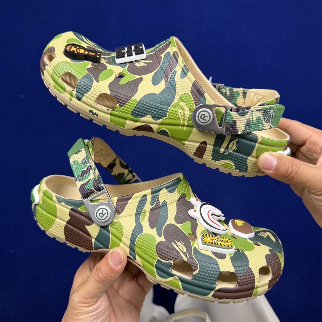 BAPE x Crocs卡骆驰 洞洞鞋联名4色东莞原厂出品，拼标过验！欢迎对比，顶级品质区别市面通货！同
