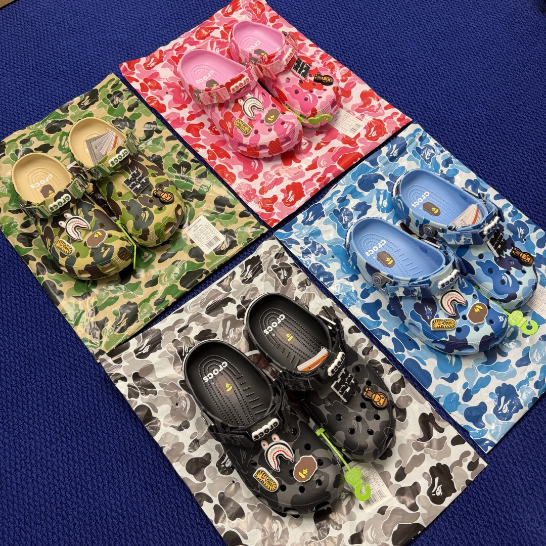 BAPE x Crocs卡骆驰 洞洞鞋联名4色东莞原厂出品，拼标过验！欢迎对比，顶级品质区别市面通货！同