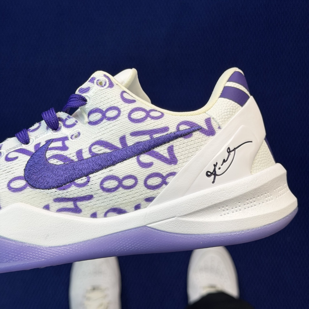 科比8代 Nike Kobe 8 白紫 实战篮球鞋大厂纯原篮球鞋，支持实战！货号FQ3549-102。尺