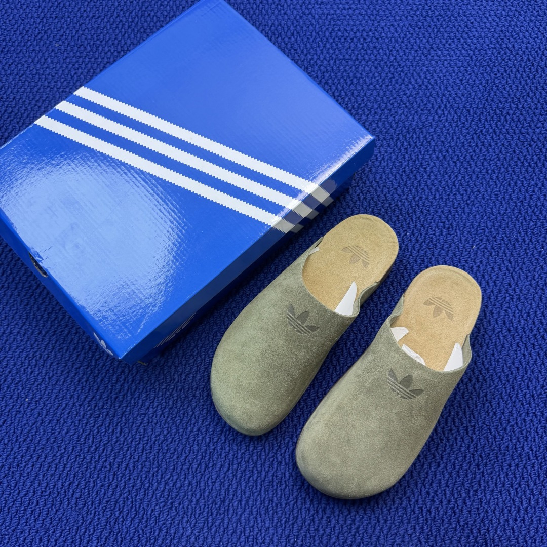 阿迪勃肯鞋拖鞋 第10色:橄榄绿adidas originals Adimule 一脚蹬包头鞋货号：OH