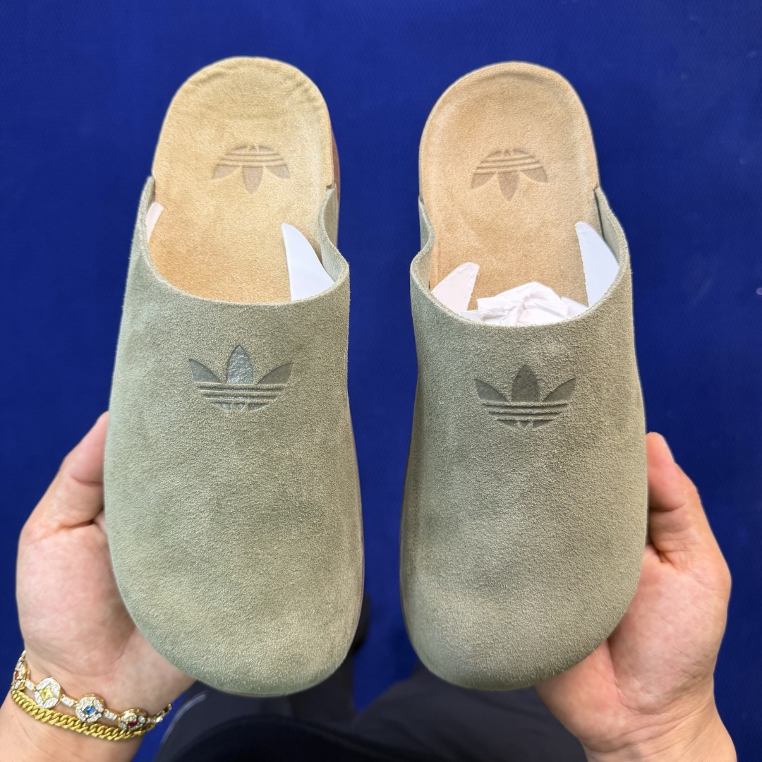 阿迪勃肯鞋拖鞋 第10色:橄榄绿adidas originals Adimule 一脚蹬包头鞋货号：OH