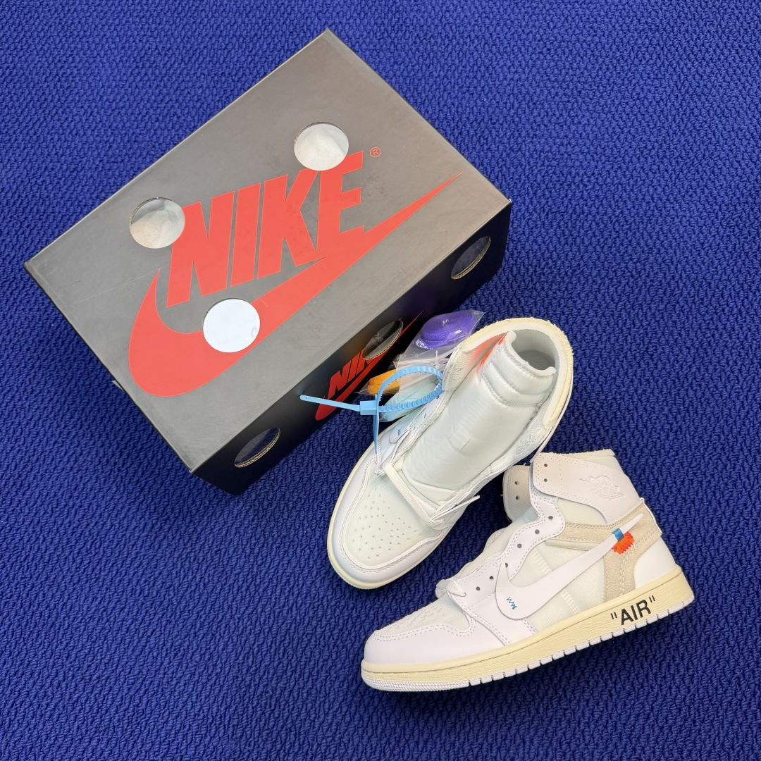 性价比头层aj1高帮！长期补货Nike Air Jordan 1 high第51色: OW联名白色 OF