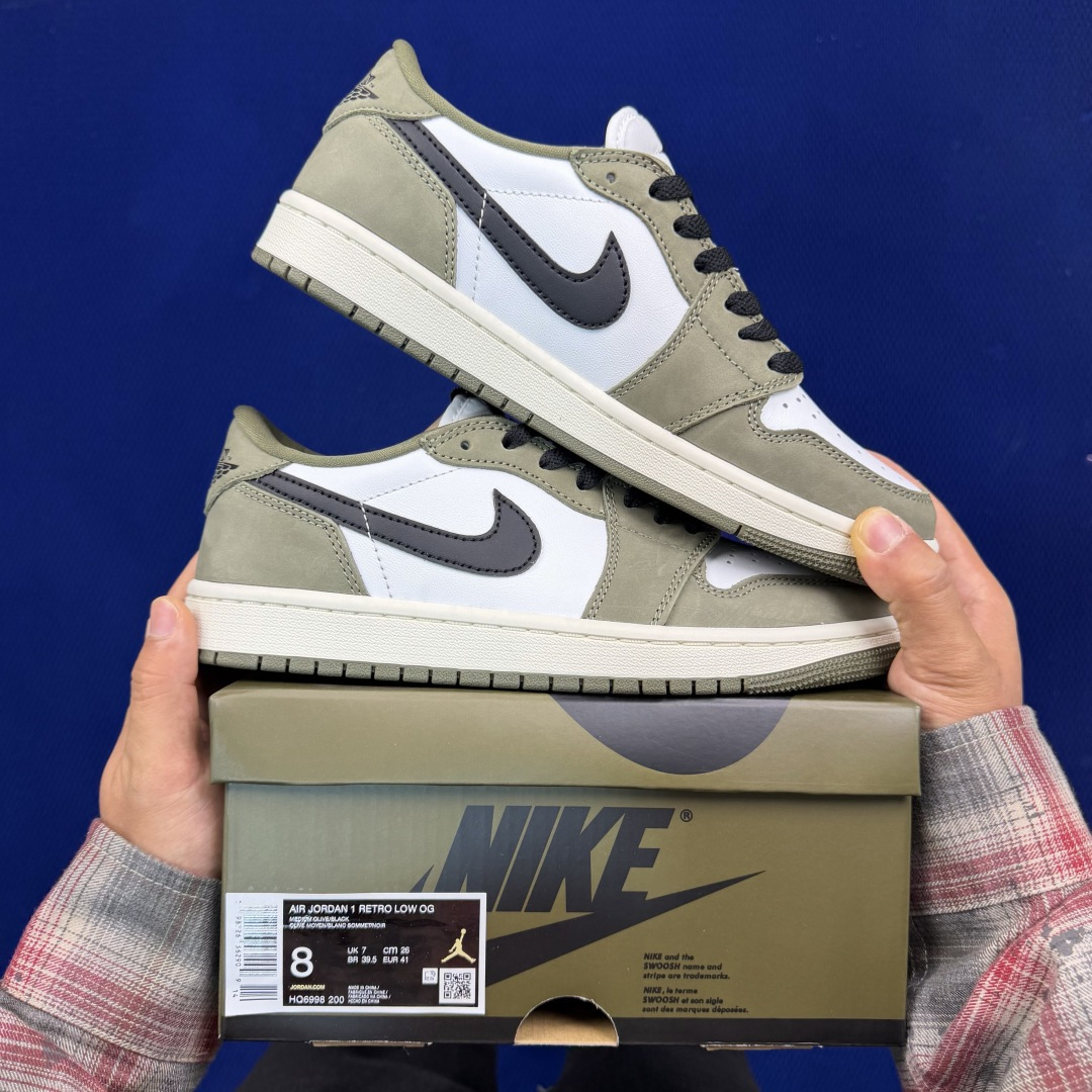 AJ1Low低帮OG系列：小倒钩磨砂皮橄榄绿Jordan Air Jordan 1 RETRO LOW 