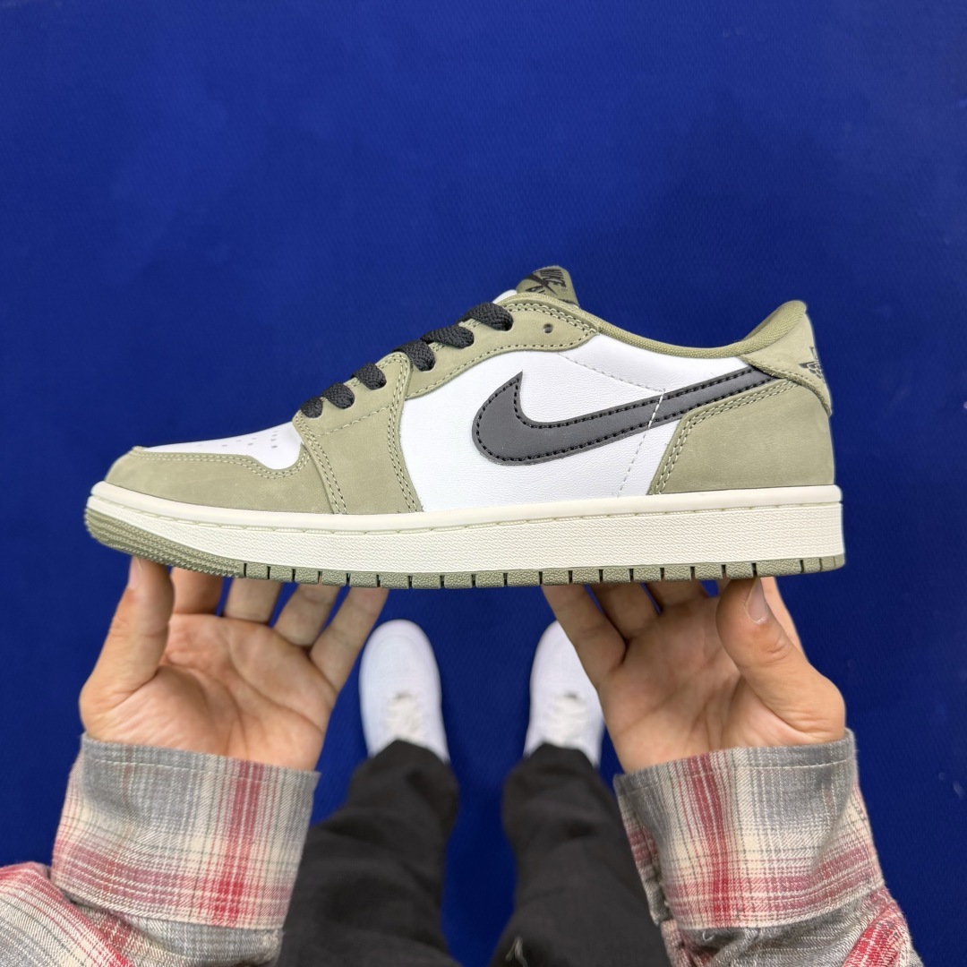AJ1Low低帮OG系列：小倒钩磨砂皮橄榄绿Jordan Air Jordan 1 RETRO LOW 