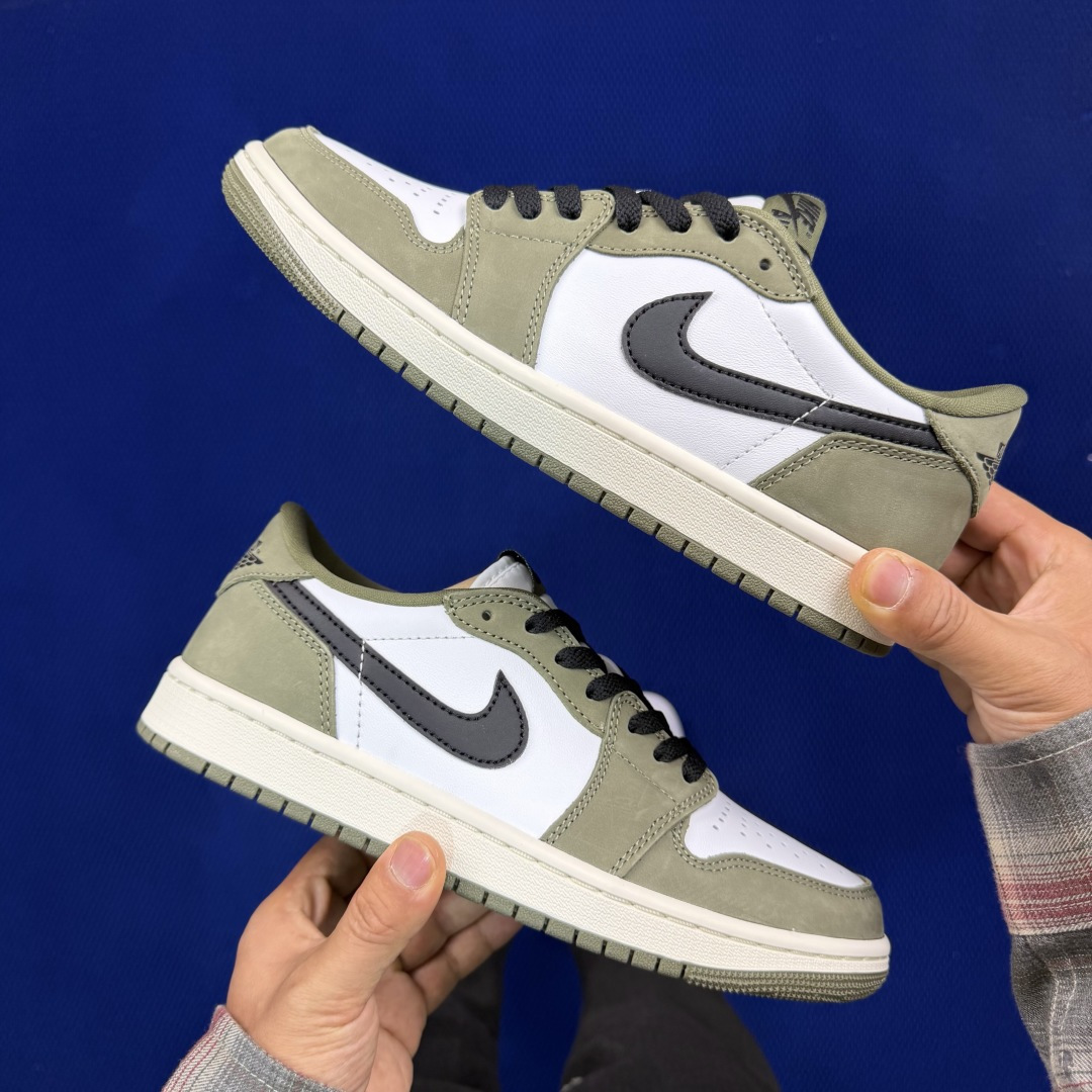 AJ1Low低帮OG系列：小倒钩磨砂皮橄榄绿Jordan Air Jordan 1 RETRO LOW 