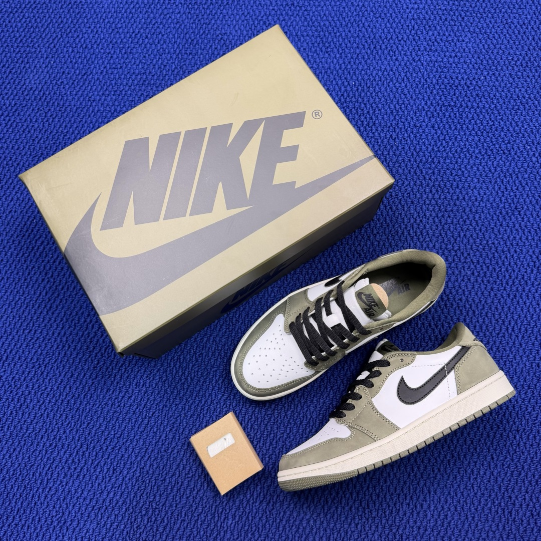AJ1Low低帮OG系列：小倒钩磨砂皮橄榄绿Jordan Air Jordan 1 RETRO LOW 