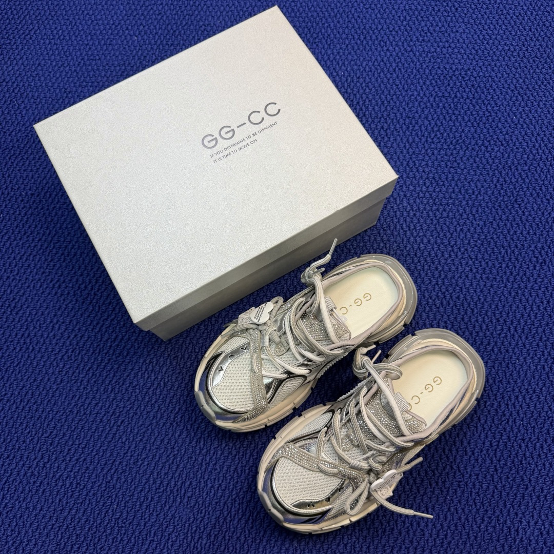 GGCC 2026 拖鞋GG-CC 时尚潮范百搭撞色千禧风运动休闲鞋 5CM厚底老爹鞋 女款多巴胺配色！
