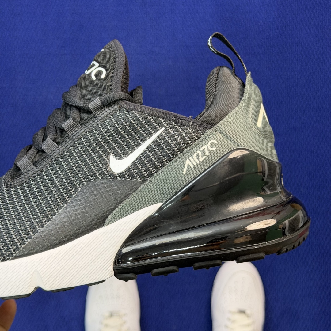 大厂纯原1:1！Nike Air Max 270 低帮气垫跑鞋max270 第1色:黑白绿货号：AH80
