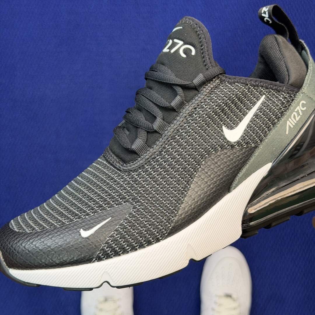 大厂纯原1:1！Nike Air Max 270 低帮气垫跑鞋max270 第1色:黑白绿货号：AH80