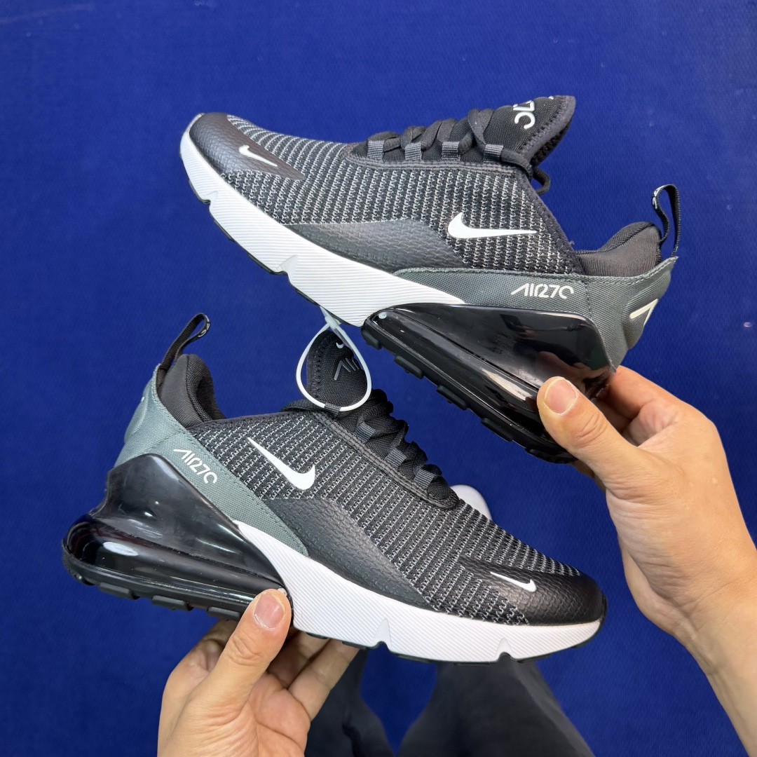 大厂纯原1:1！Nike Air Max 270 低帮气垫跑鞋max270 第1色:黑白绿货号：AH80